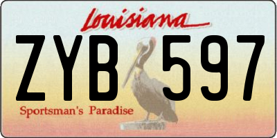 LA license plate ZYB597