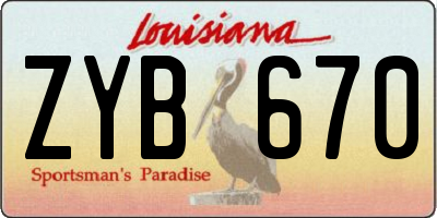 LA license plate ZYB670