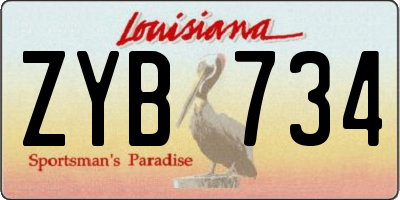 LA license plate ZYB734