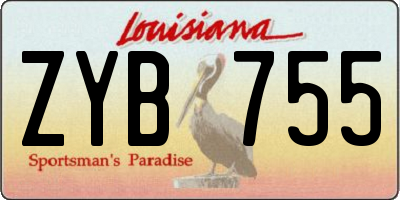 LA license plate ZYB755