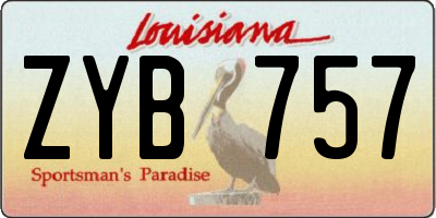 LA license plate ZYB757