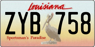 LA license plate ZYB758