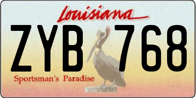 LA license plate ZYB768