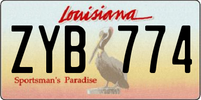 LA license plate ZYB774