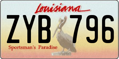 LA license plate ZYB796