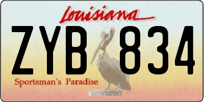 LA license plate ZYB834