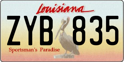 LA license plate ZYB835
