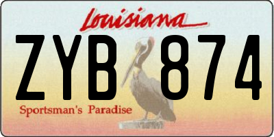 LA license plate ZYB874