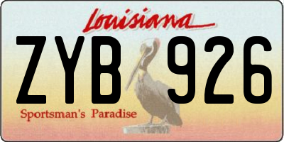 LA license plate ZYB926