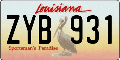 LA license plate ZYB931