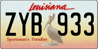LA license plate ZYB933