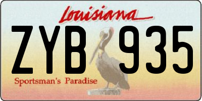 LA license plate ZYB935