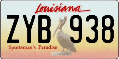 LA license plate ZYB938