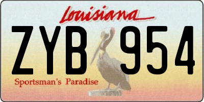 LA license plate ZYB954