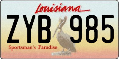 LA license plate ZYB985