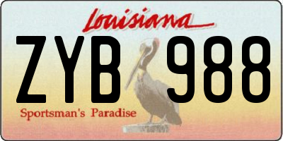 LA license plate ZYB988