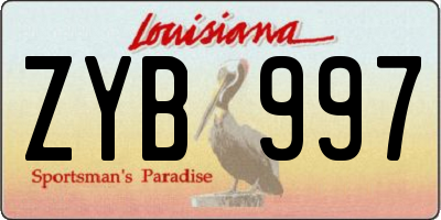 LA license plate ZYB997