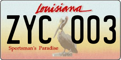 LA license plate ZYC003