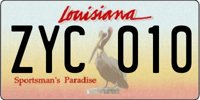 LA license plate ZYC010