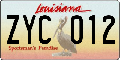 LA license plate ZYC012
