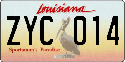 LA license plate ZYC014