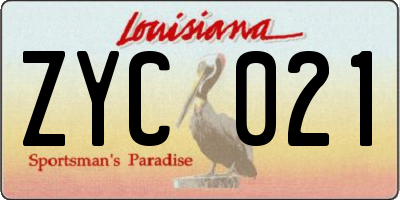 LA license plate ZYC021