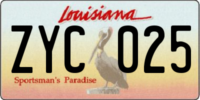 LA license plate ZYC025