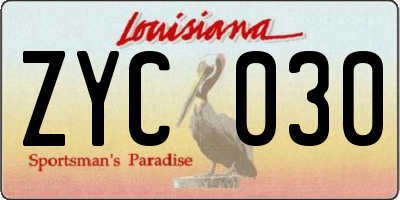 LA license plate ZYC030
