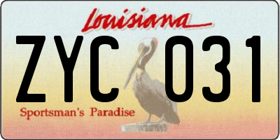 LA license plate ZYC031