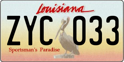 LA license plate ZYC033