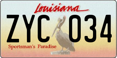 LA license plate ZYC034