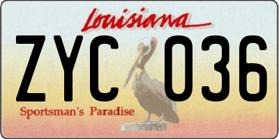 LA license plate ZYC036