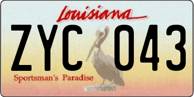 LA license plate ZYC043