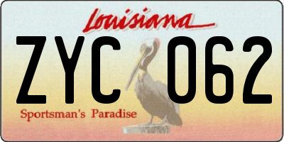LA license plate ZYC062