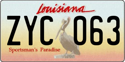 LA license plate ZYC063