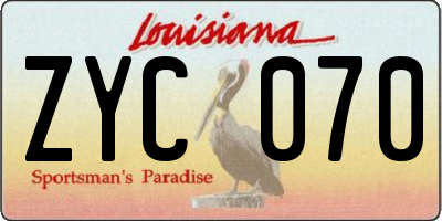 LA license plate ZYC070