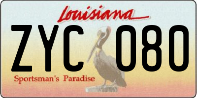 LA license plate ZYC080