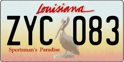 LA license plate ZYC083