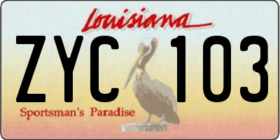 LA license plate ZYC103