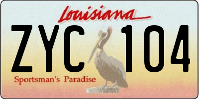 LA license plate ZYC104