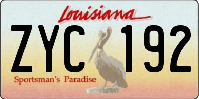 LA license plate ZYC192