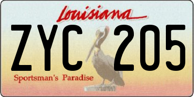 LA license plate ZYC205