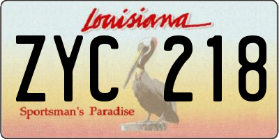 LA license plate ZYC218