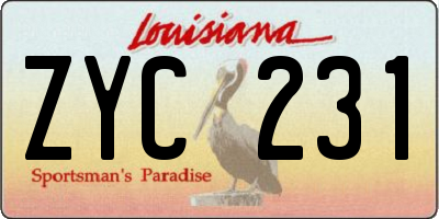 LA license plate ZYC231