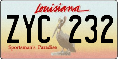 LA license plate ZYC232