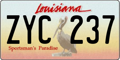LA license plate ZYC237