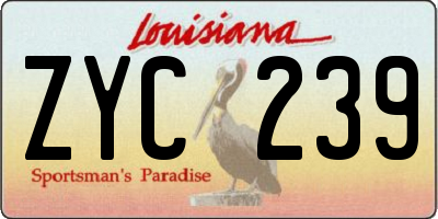 LA license plate ZYC239