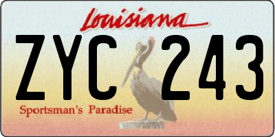 LA license plate ZYC243