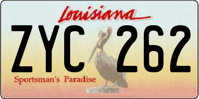 LA license plate ZYC262