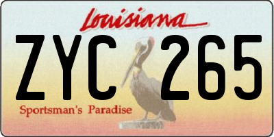 LA license plate ZYC265